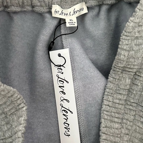 For Love & Lemons Gray Cropped Hoodie Sweatshirt & Joggers XL Set New VS FLL NWT - Picture 13 of 15
